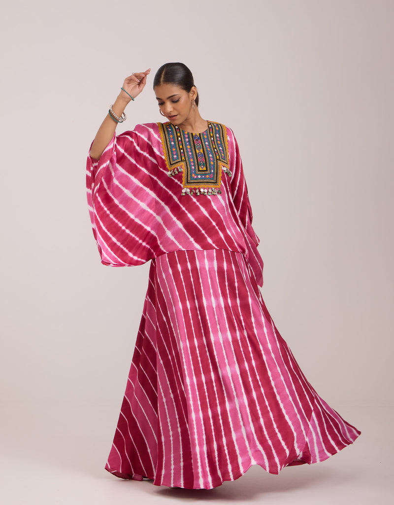 Lehriya Kaftan Top And Lehenga Set