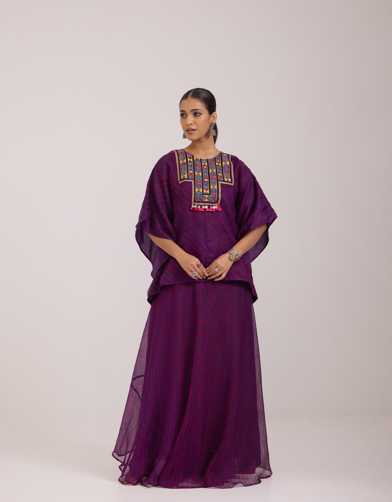 Lehriya Kaftan Top And Lehenga Set