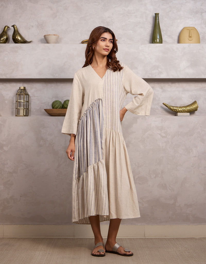 Color Blocked Asymmetrical Dress