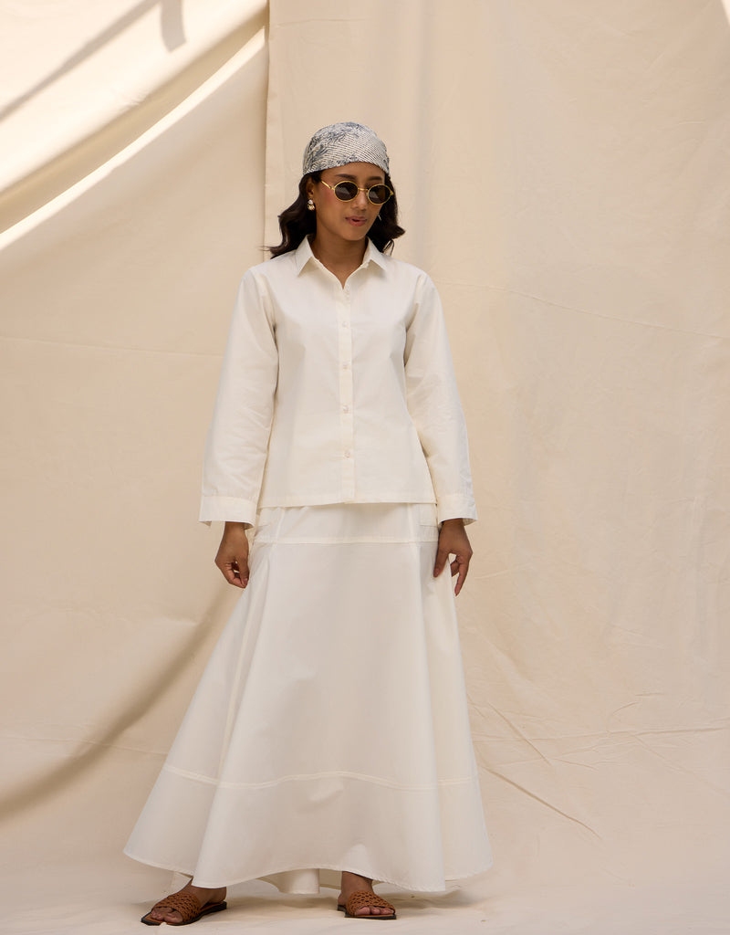 White Panelled Skirt