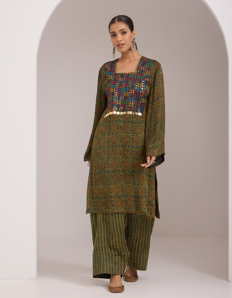 Ajrakh Kurta With Salwar