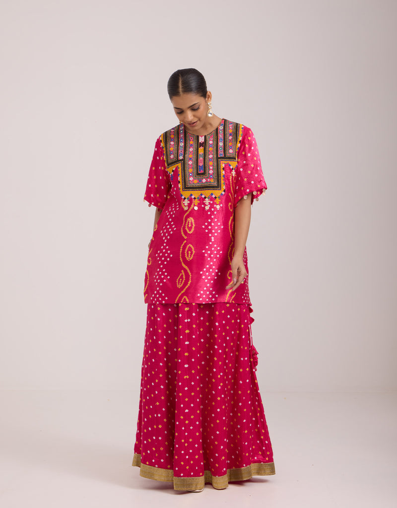Bandhani Kurta And Lehenga
