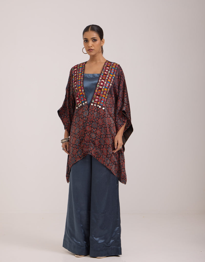 Ajrakh Kaftan Cape And Co-ord Set