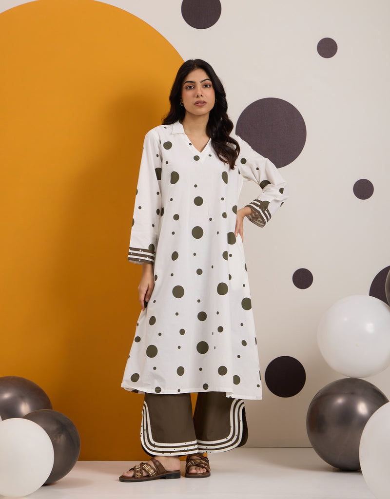 White Olive Polka Tunic & Pants