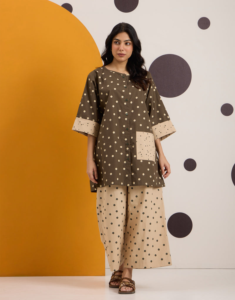 Olive Beige Polka Tunic & Pants