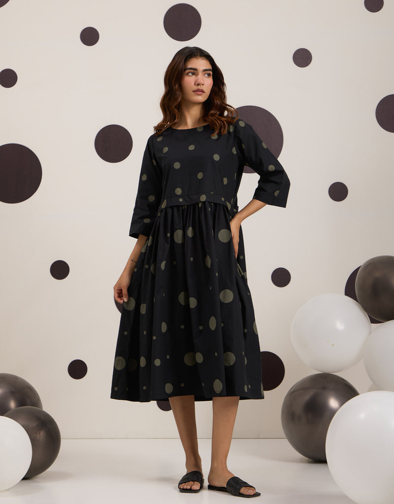Black Olive Polka Dress