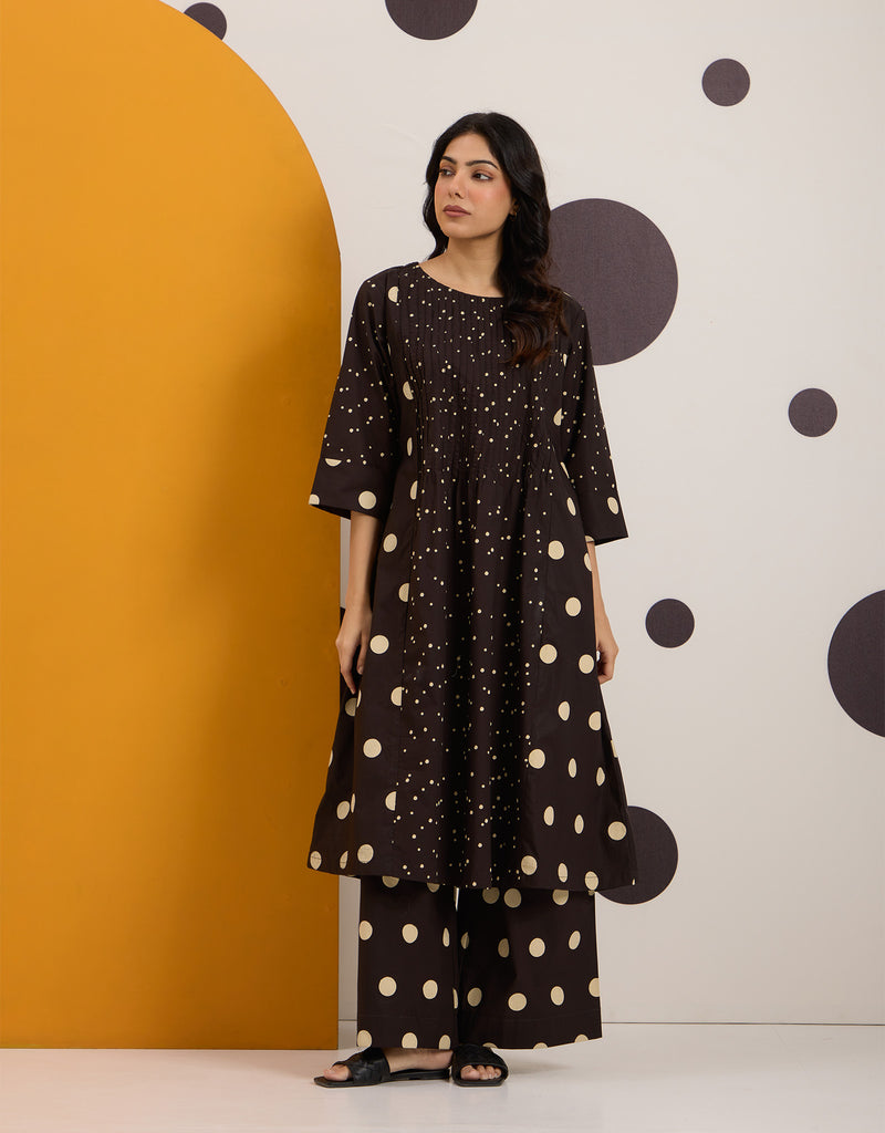 Brown Beige Polka Tunic & Pants