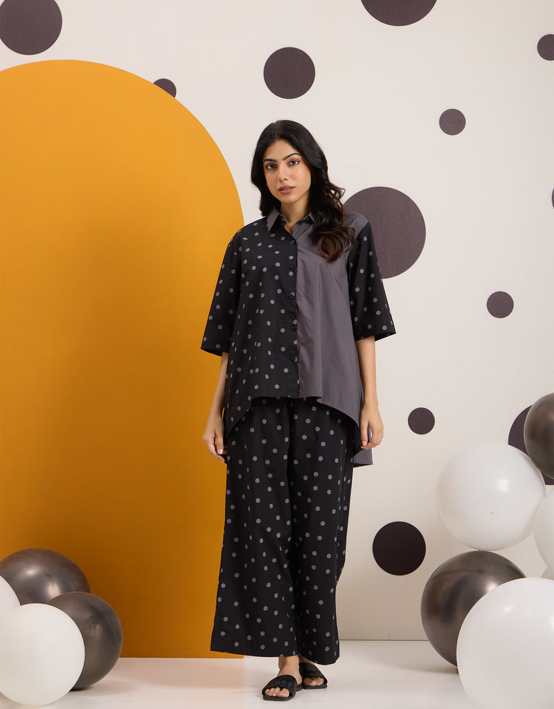 Black Grey Polka Shirt & Pants