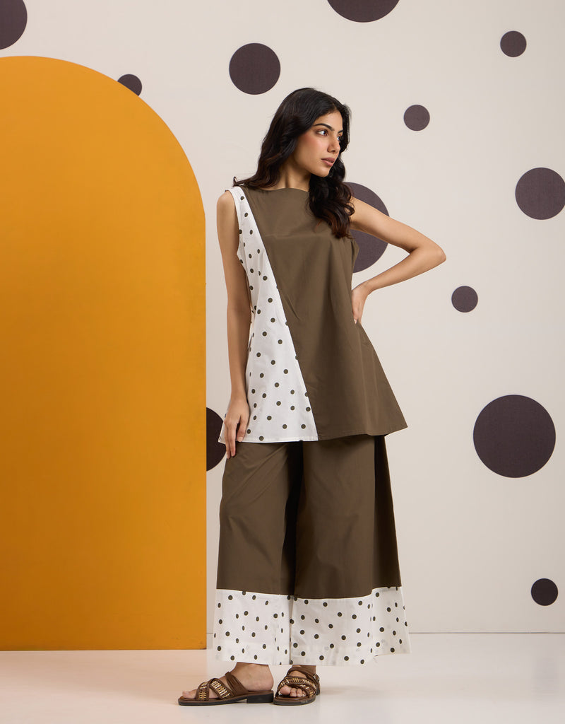 White Olive Polka Co-ord set