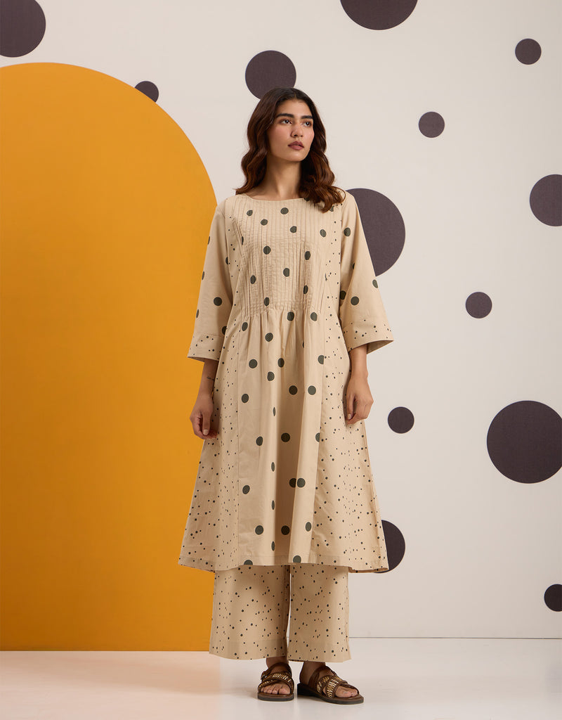 Beige Olive Polka Tunic & Pants