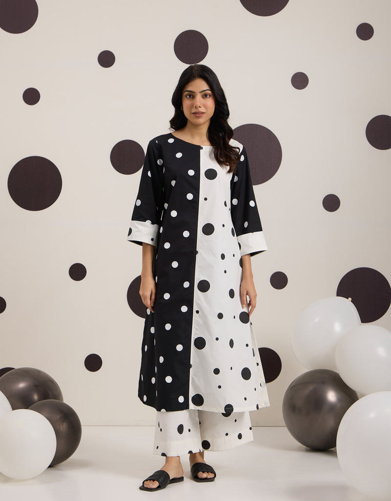 Black & White Polka Tunic With Pants