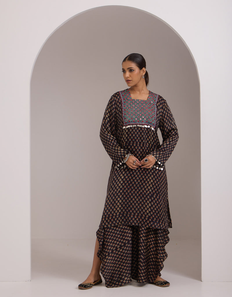 Ajrakh Kurta And Asymmetrical Pants