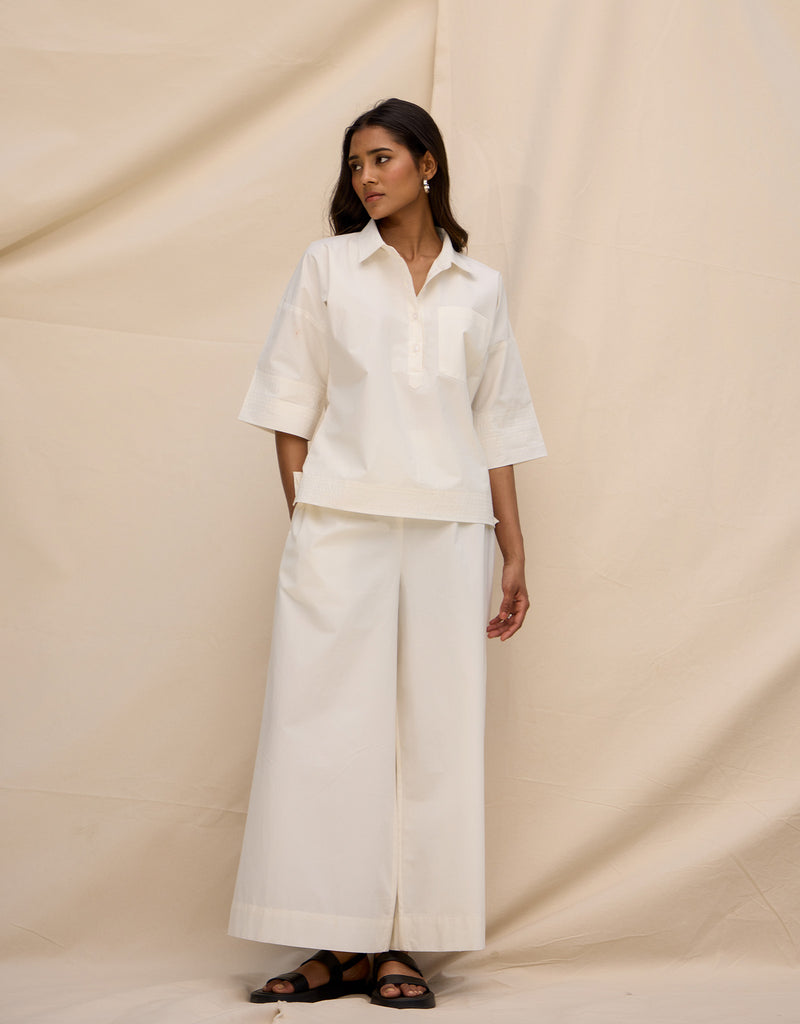 White Boxy Top Co-ord Set